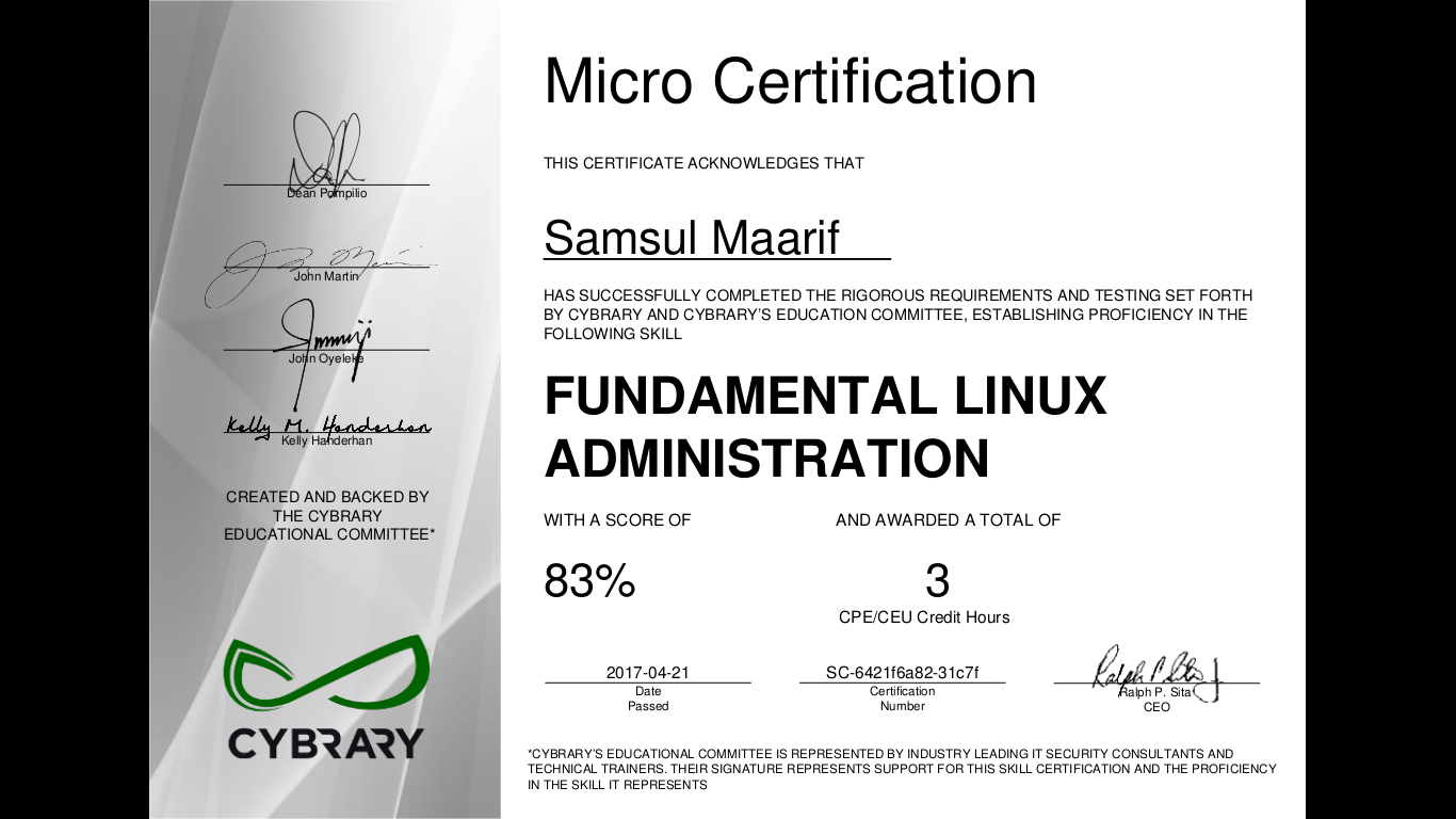 Sertifikat Fundamental Linux Administration